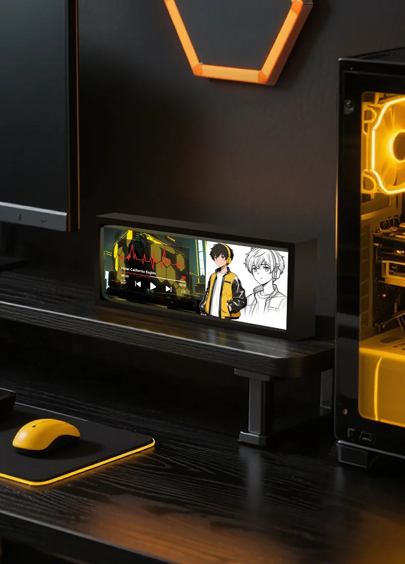 Bluetooth mini speaker, cool computer desk with ambient lighting, subwoofer, computer mini speaker, cyberpunk e-sports view 2