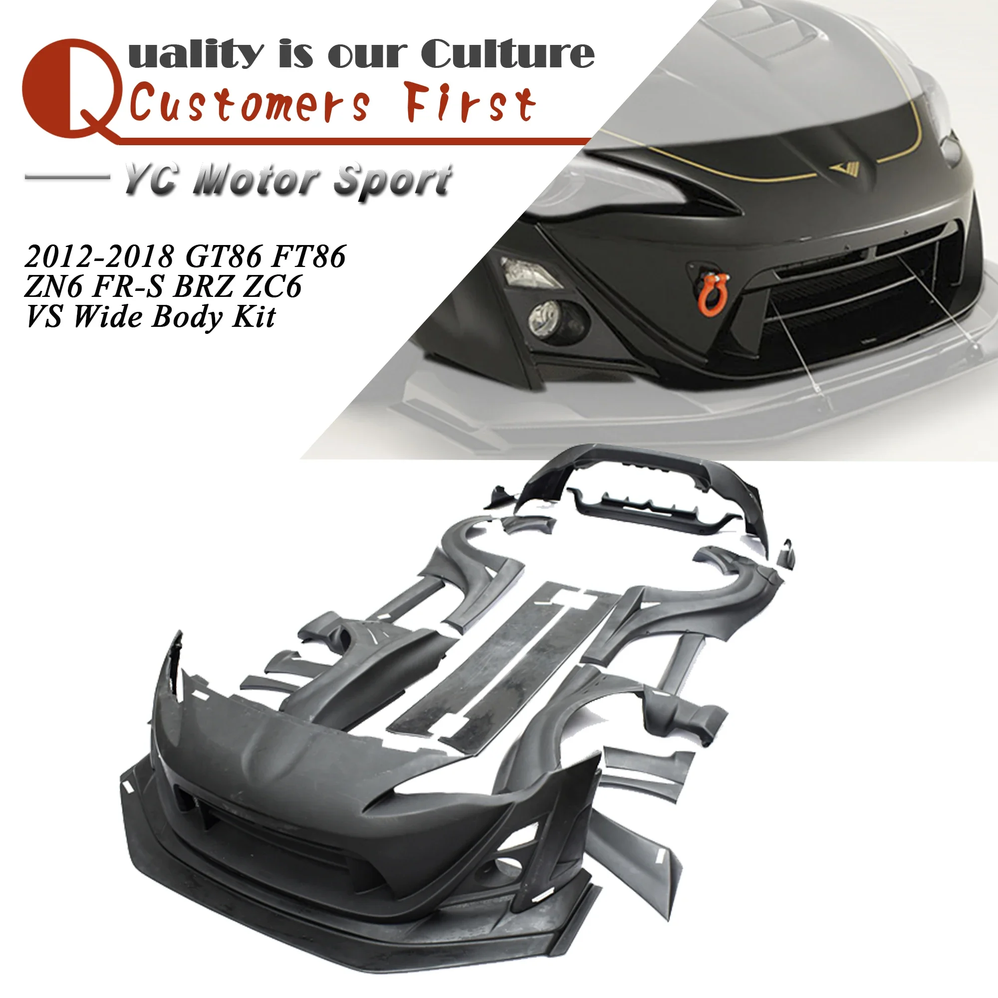

Автомобильные аксессуары: Комплект обвеса из стекловолокна в стиле VS Wide Bodykit для GT86 FT86 ZN6 FR-S BRZ ZC6 2012-2018 годов выпуска, включая передний бампер и крылья