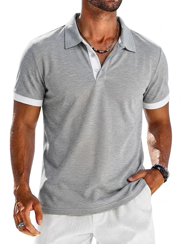 Sommer Herren Kurzarm Poloshirt Leichtes Revers-T-Shirt Atmungsaktives Sport-T-Shirt für Männer Sport Einfarbig Streetwear Cooles Oberteil