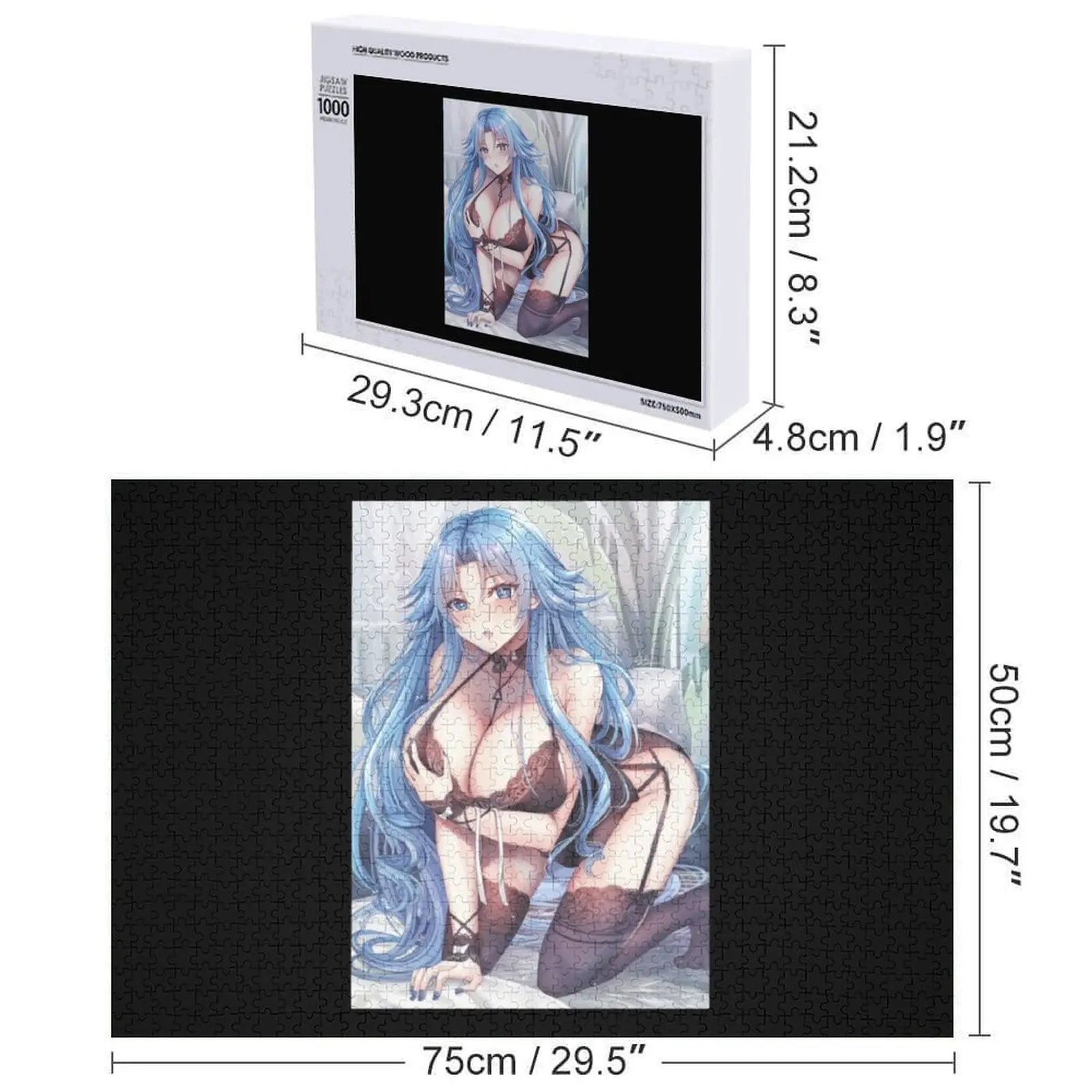 Ecchi Oppai ملابس داخلية مثيرة للفتيات أنيمي كلاسيكية. أحجية الصور المقطوعة هدايا عيد الميلاد مع اسم الصورة الشخصية لعبة ألغاز خشبية