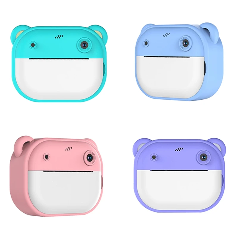 

HD Printing Camera Cartoon Mini Dual Camera One-Buttonh Printing Camera With 2 Rolls Of Printing Paper B