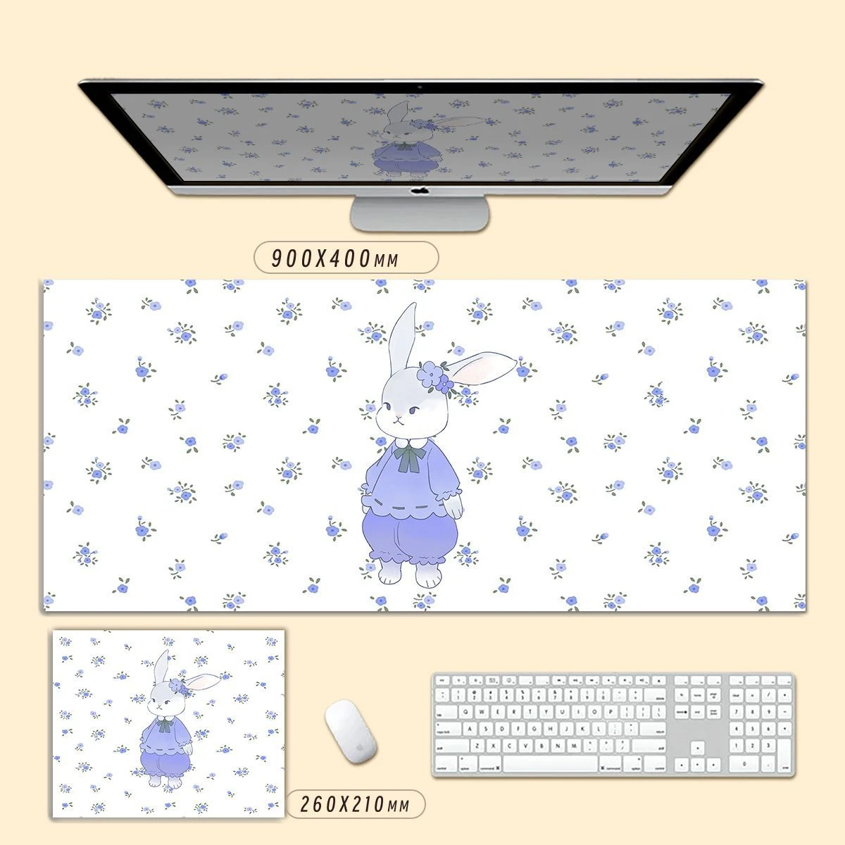 Pastoral Style Rabbit PU Leather Desk Pad Mouse Protector Large Small Mouse Mat Office Game Pc Laptop Keyboard Smooth MCarpet