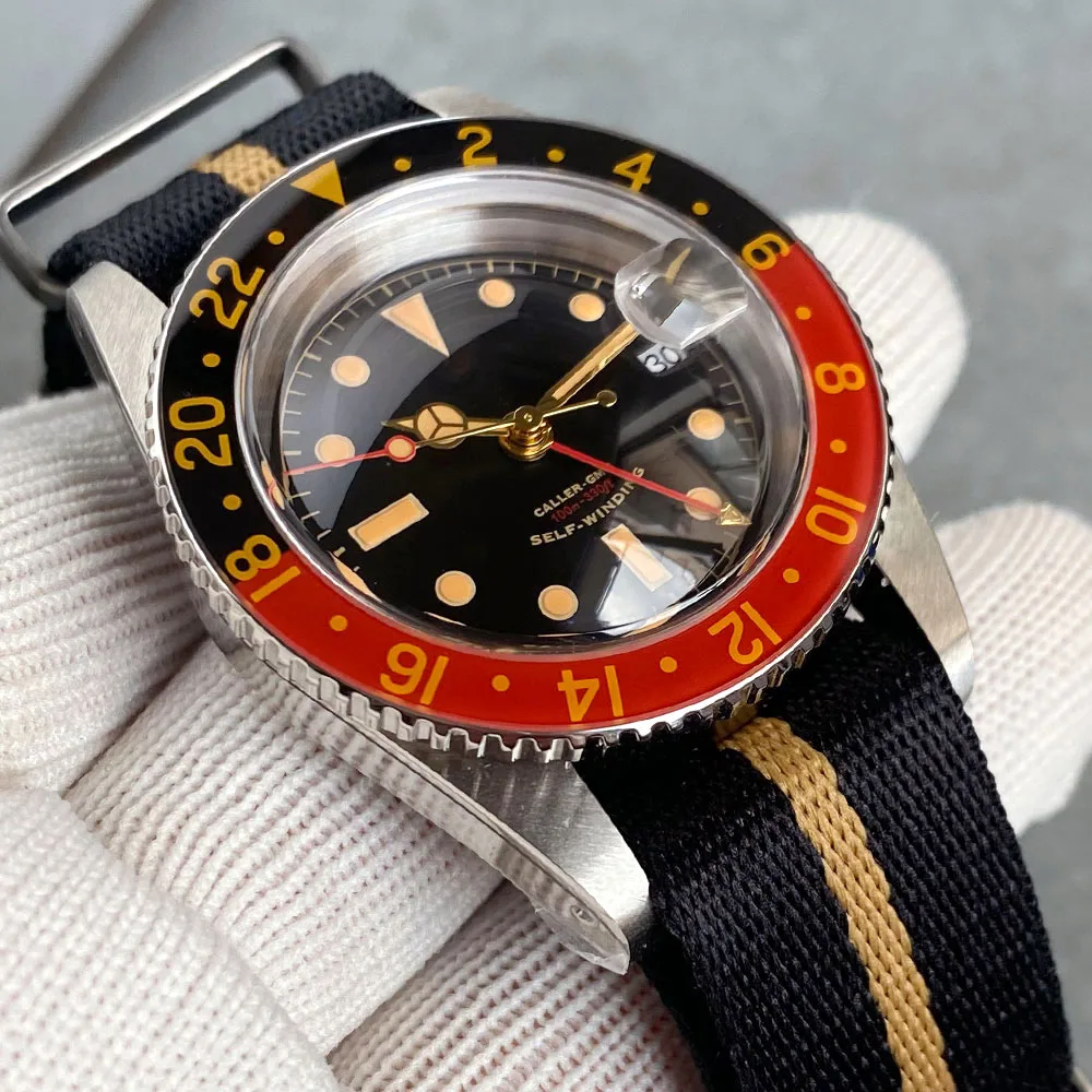 

Tandorio New Retro Diver 38mm Red Black Glass Bezel Sapphire 200m Waterproof NH34 GMT Automatic Mechanical Men's Watch reloj