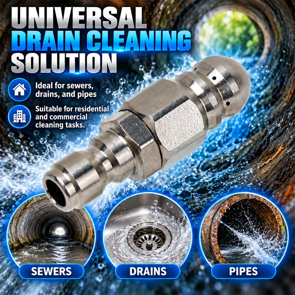 Water Jet High Pressure Sprayer Nozzle Clean Sewer 1/4