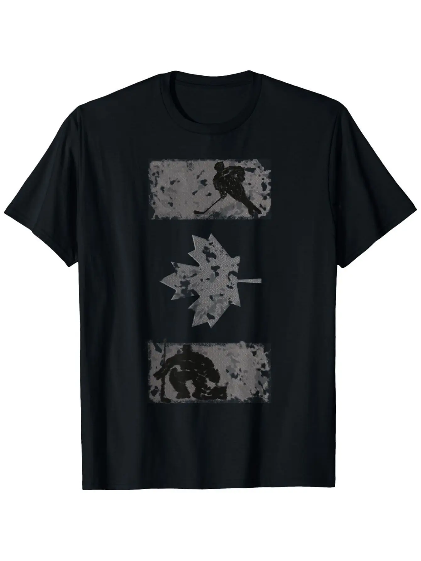 

Distressed Canadian Hockey Maple Leaf Graphic T-Shirt Patriotic Ice Sport Fan Tee Men Women