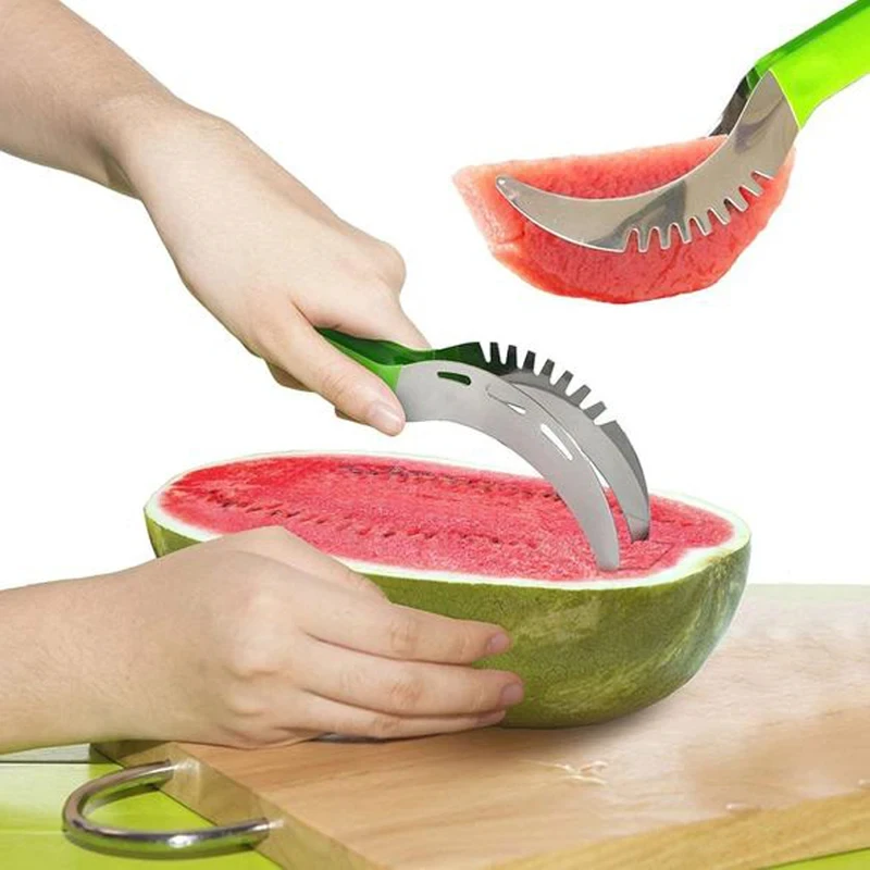 Stainless Watermelon Slicer Cutter Knife Non-slip Plastic Wrap Handle Fruit Knife Kitchen Knife for Pineapple Cantaloupe