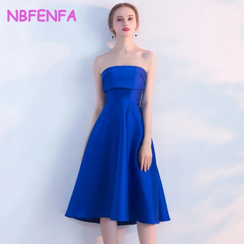 

NBFENFA 2024 Summer New Elegant Banquet Evening Dress Medium and Long Slim Graduation Dresses Tube Top Small Dress for Women