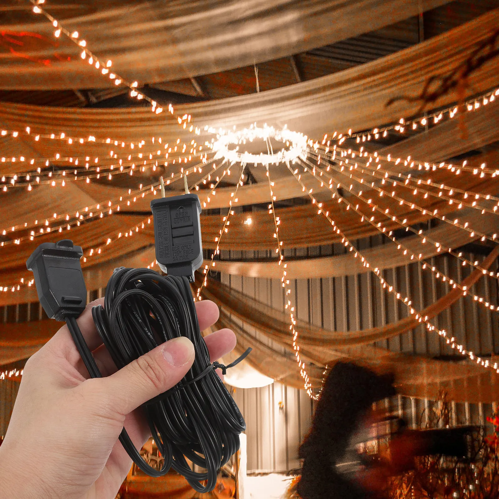 Waterproof Extension Cable for Christmas String Lights 120 Inch Outdoor Indoor Decorative Lighting Heavy Duty Safety Rated