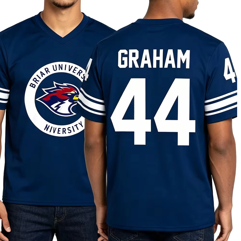 Off Campus Briar University Football Tee Jersey Graham 44 22 DI LAURENTIS 66 Tucker46 T-shirt V-neck Loose Unisex Streetwear