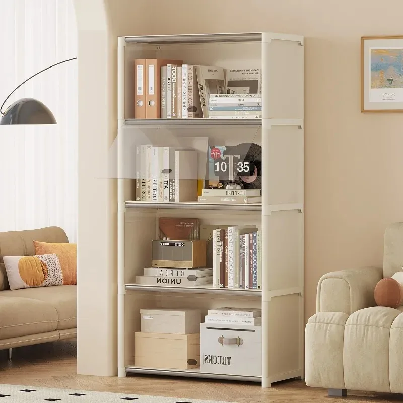 Bookshelf transparent visual dustproof simple bookcase free combination floor shelf cabinet does not take up space rental