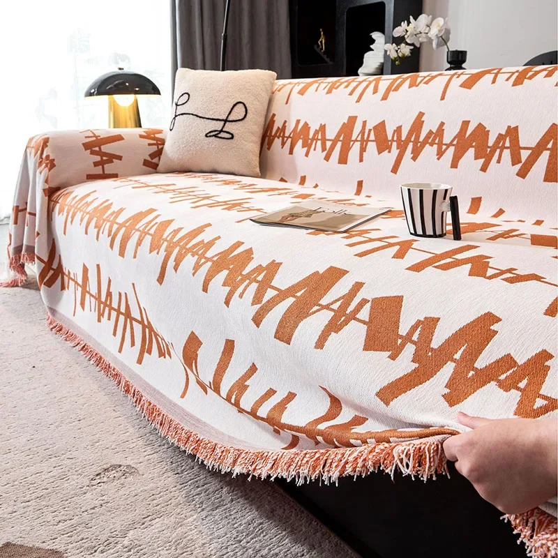 Ins Style Line Printed Sofa Cloth Towel Luxury All-Season Sofa Covers for Living Room Comfortable Anti Dirt Armchair Protector
