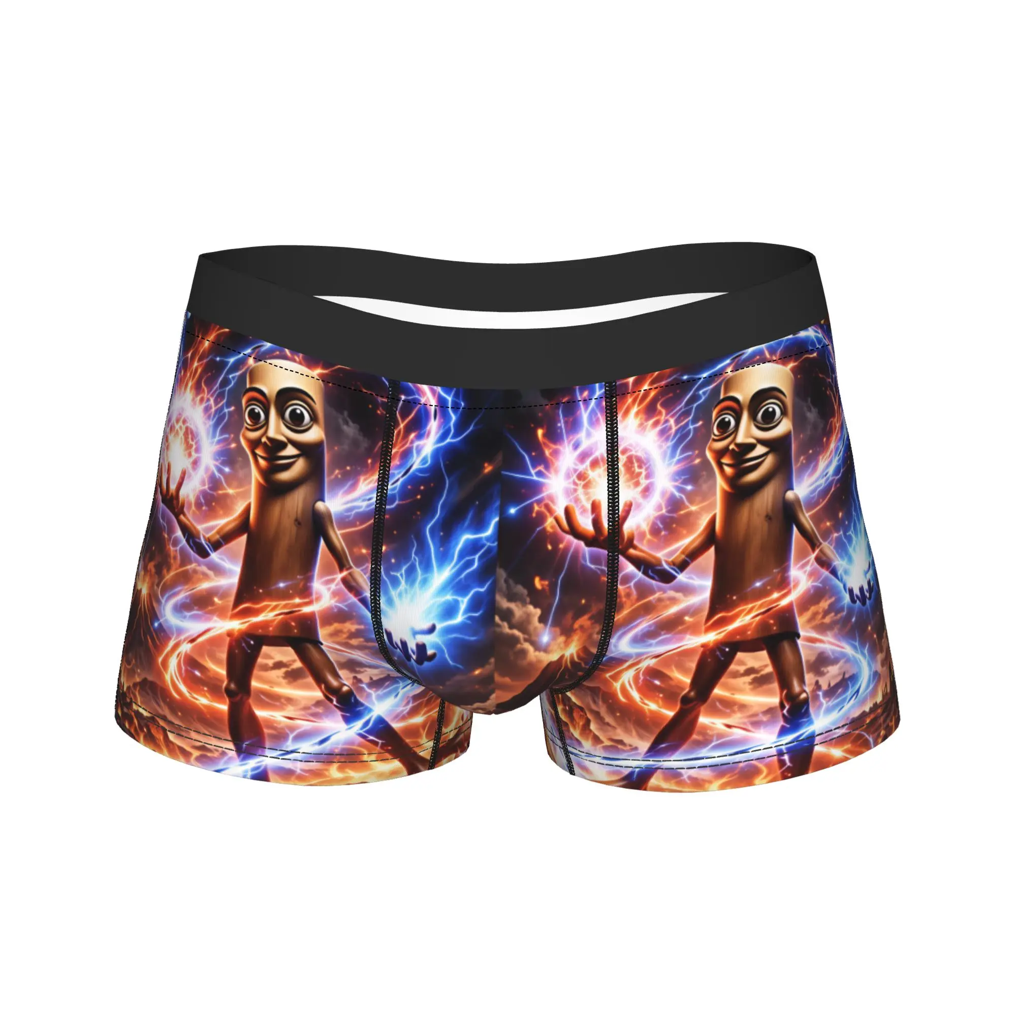 Tung Sahur Power Lightning Trunk  Pouch Underwear Trenky Pattern Boxer Brief Soft Trend Male Underpants Plus Size 2XL