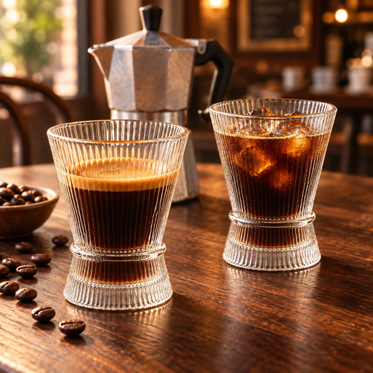 1/2/4PCS 260ml INS Glass Cup Clear Ribbed Glass Tumbler Vintage Flared Drinking Cup Whiskey Tea Juice Milk Coffee Dessert Mug