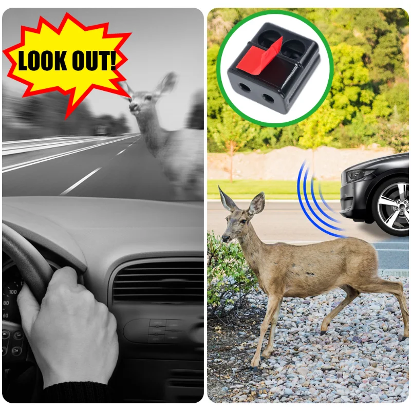 2Pcs Car Whistle Physical Ultrasonic Animal Sirens Deer Repellers Motorcycles Trucks Car Outdoor Safety Alert Device Alarm Tools