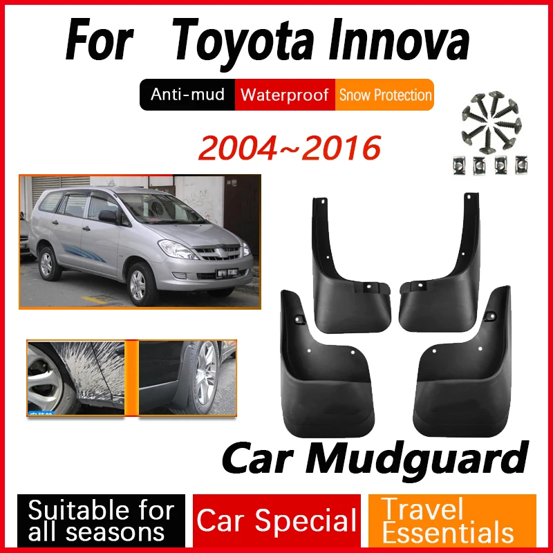 Car Mud Flaps For Toyota Kijang Innova AN40 2004~2016 Auto Luxury Fenders Antifreeze Mudguards Splash Mudflaps Cars Accessories