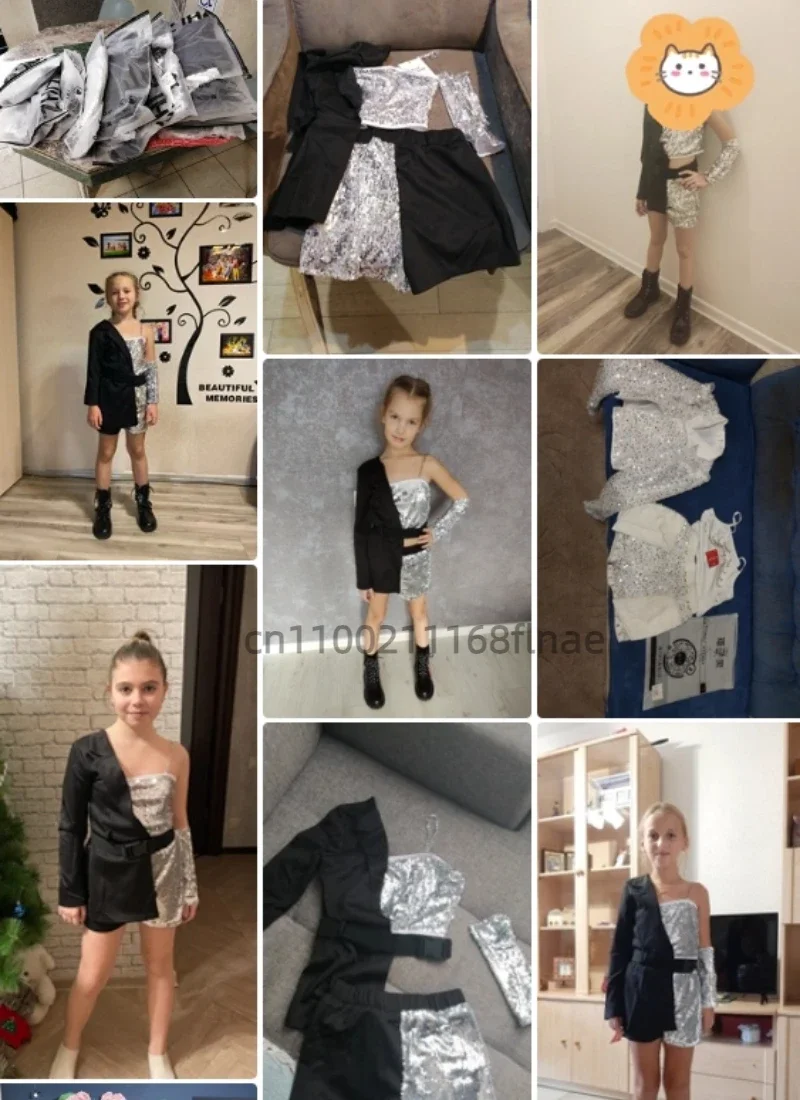 Trendiges, cooles Street-Dance-Outfit für Mädchen, Jazz-Hip-Hop-Tanzkostüm-Set, Kinder-Bühnenkostüm für Auftritte – Detail 3