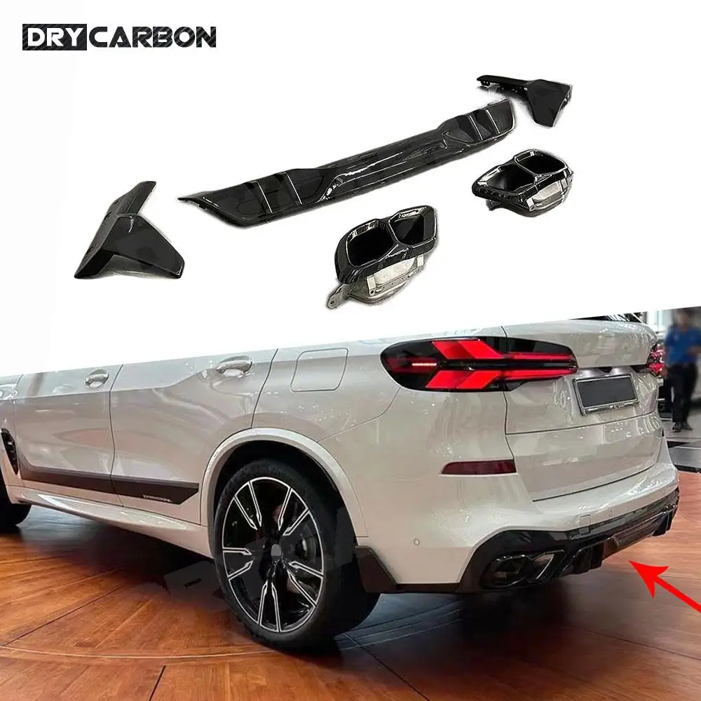 

For BMW X5 G05 LCI M Sport 2023+ Rear Bumper Lip Diffuser Spoiler Exhaust Tips Muffler Tail Car Body Kits Stying Accessories