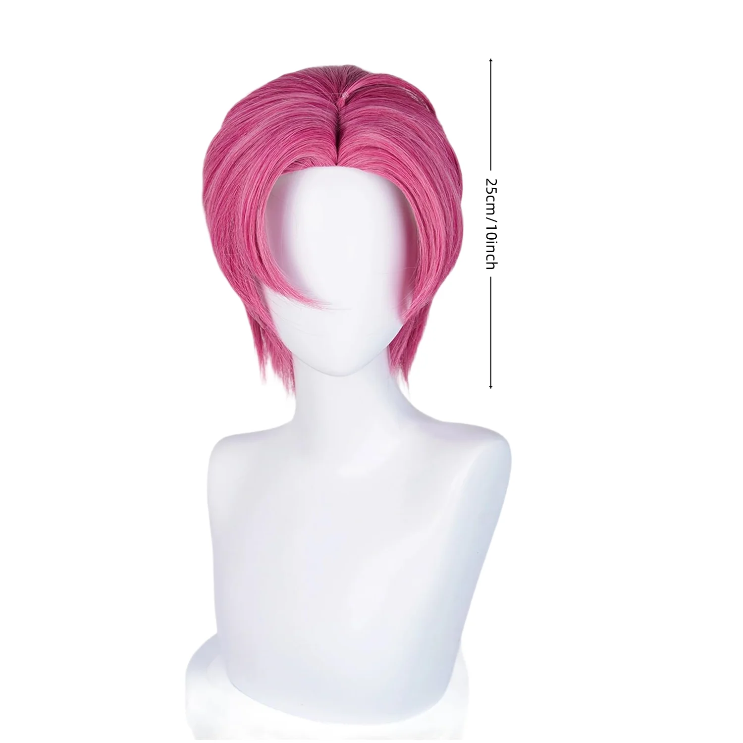Peluca sintética de pelo corto anti-turnado sin flequillo rojo rosa |   Película animada KPop Demon Hunters personaje Abby cosplay peluca Halloween