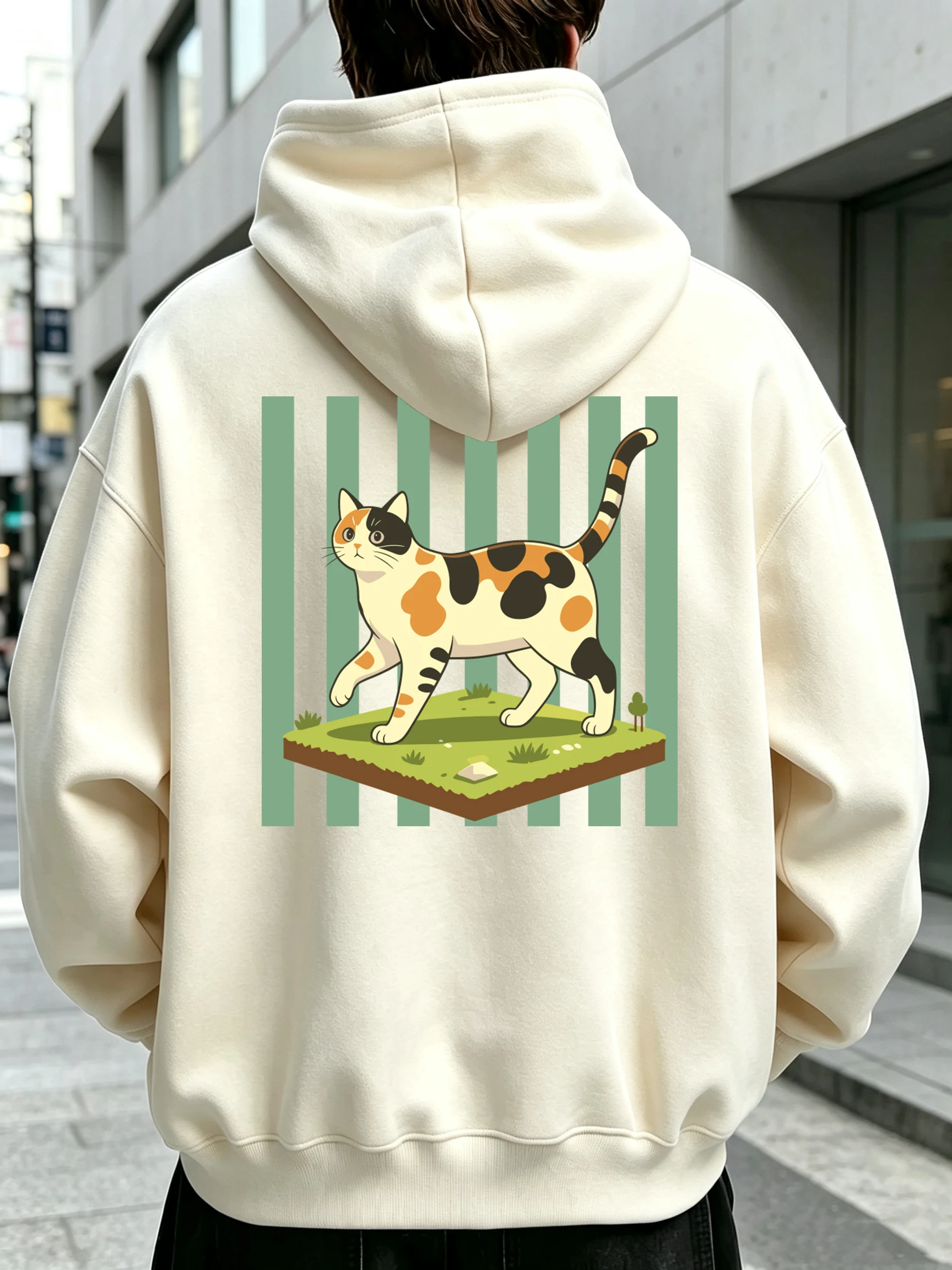 Calico-Katzen-Cartoon-Drucke Herren Koreanische Hoodies All-Match Mode Kapuzenpullover Lässige Lose Hoodies Bequeme Basic-Kleidung – Detail 21
