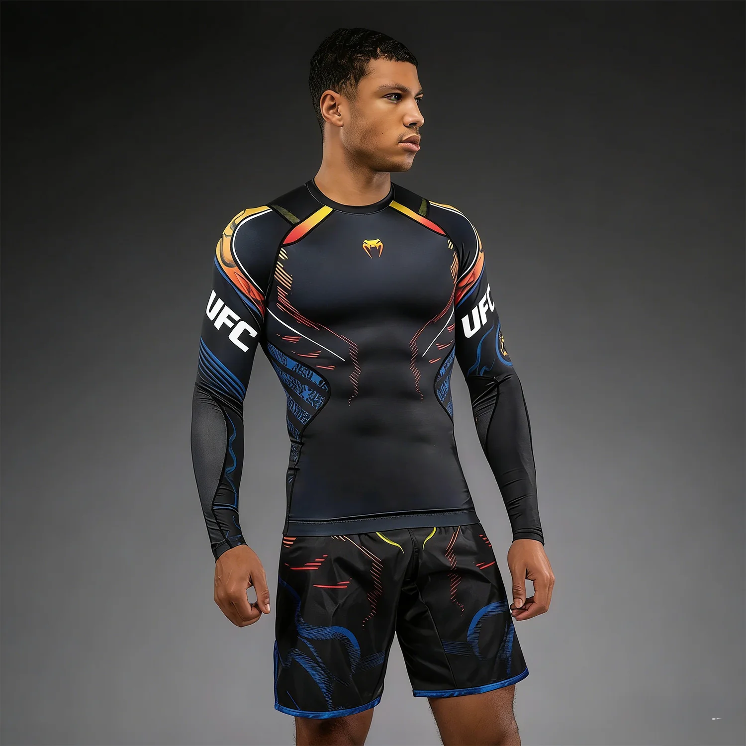 2026 جديد UFC القتال ليلة الملاكمة قميص طويل الأكمام الرجال والنساء MMA القتال السراويل المتضخم تنفس اللياقة البدنية Jujutsu جيرسي