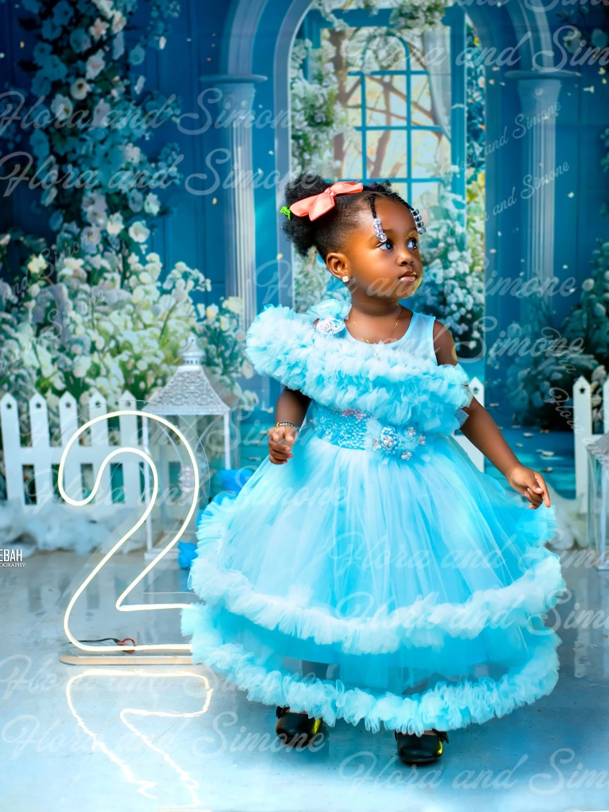 Vestidos de niña de flores de gasa con cuentas en capas azules para ceremonias de boda, sesiones fotográficas, celebraciones navideñas, fiestas personalizadas