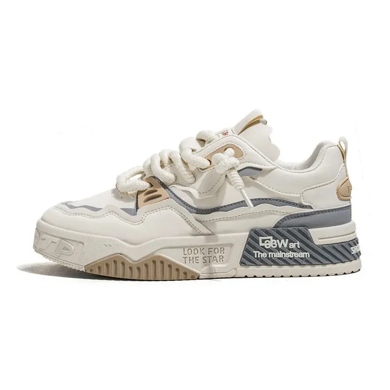 Tamanho grande 46 sapatos esportivos masculinos 2024 novos tênis sapatos masculinos sola grossa sapatos de skate de couro levantado tênis de corrida