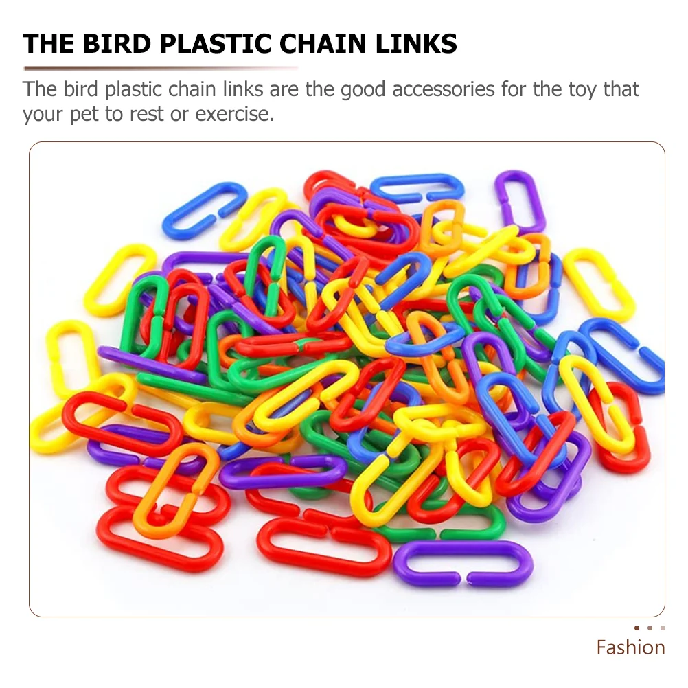 100 Pcs Plastic Chain Links Bird Toys Parts Parrot Chewing Swing Cage Decoration Bright Colors Pet Play Exercise Accessories