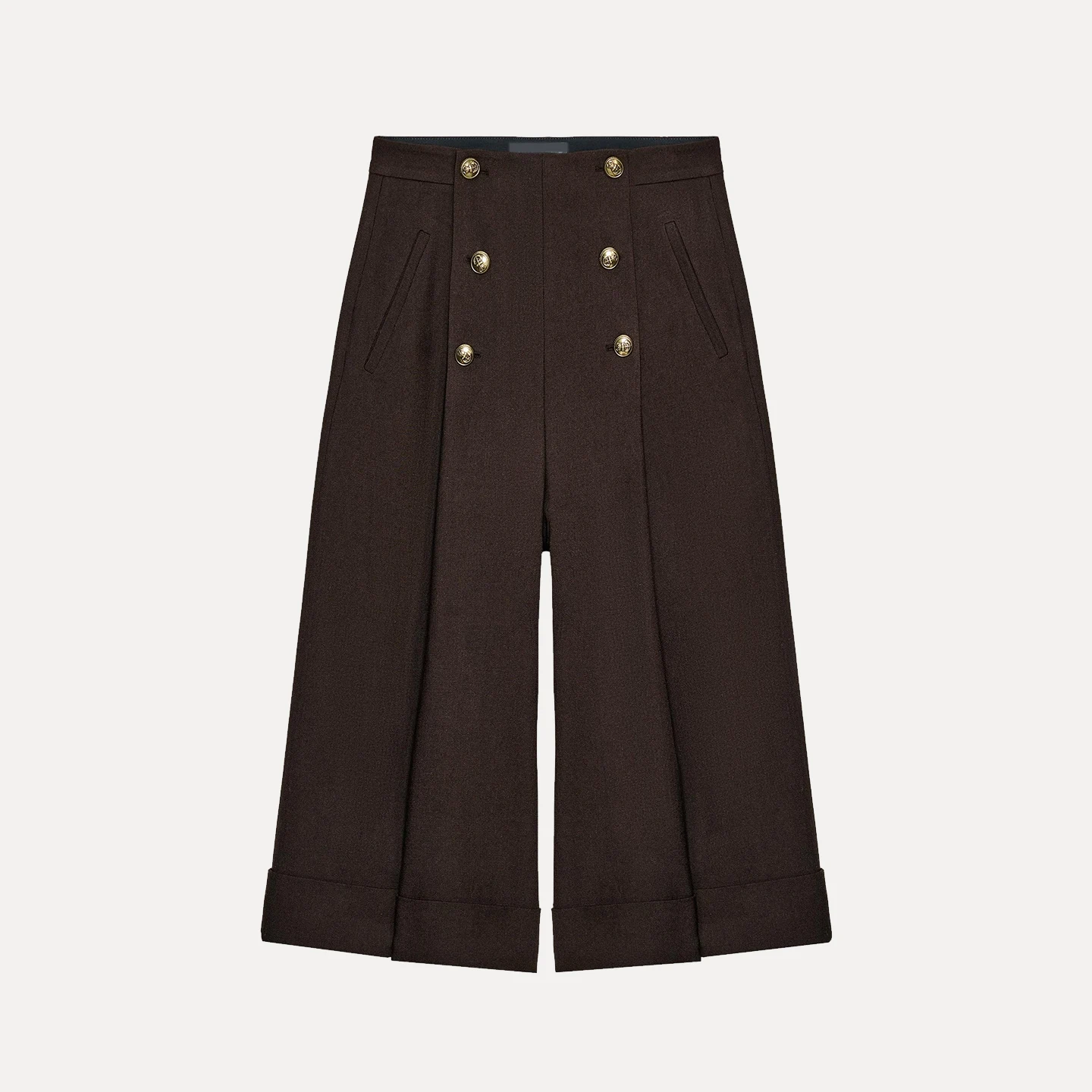 Z Faionable Mid-Length Casual orts for Women Button Decorated Versatile Sli Ladies Pants l Waist Wide Leg