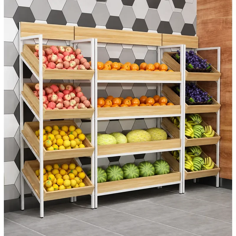 Multi Layer Fruit and Vegetable Display Shelf Supermarket Fresh Produce Storage Rack Wine Cake Cabinet Stand for Store