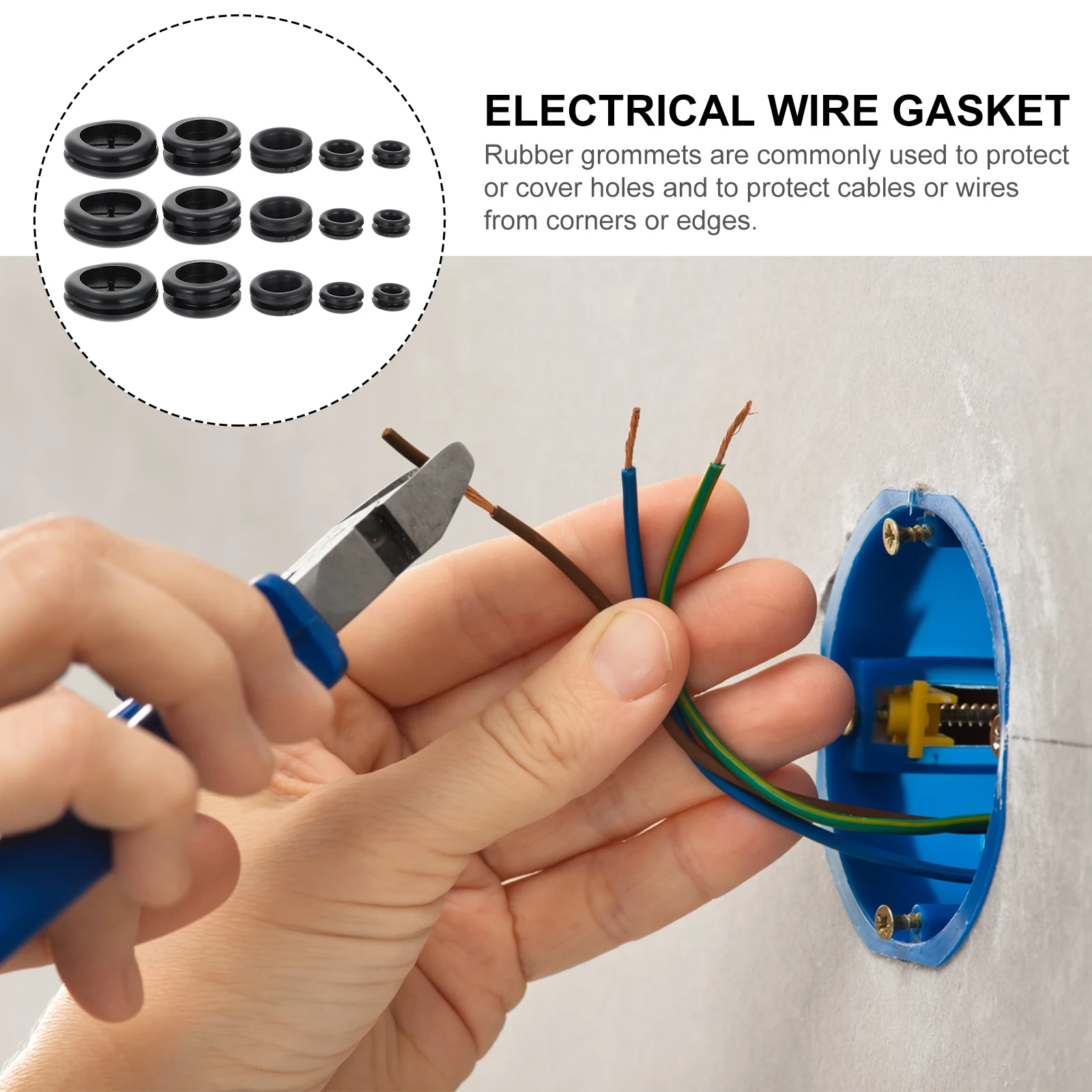 

50pcs Rubber Grommet Sealing Washer Electrical Wire Gasket Double Sided Scratch Protector Heat Resistant Reusable