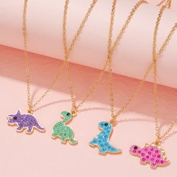 4Pcs/set Cute Dinosaur Pendant Necklace For Girls Party Birthday Best Friend Gifts