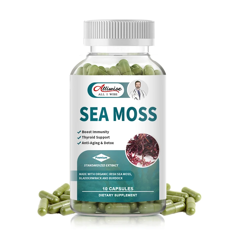 Alliwise Organic Sea Moss Capsules  Immune System Supplements Joint Health Flexibility Skin Nails and Thyroid Health