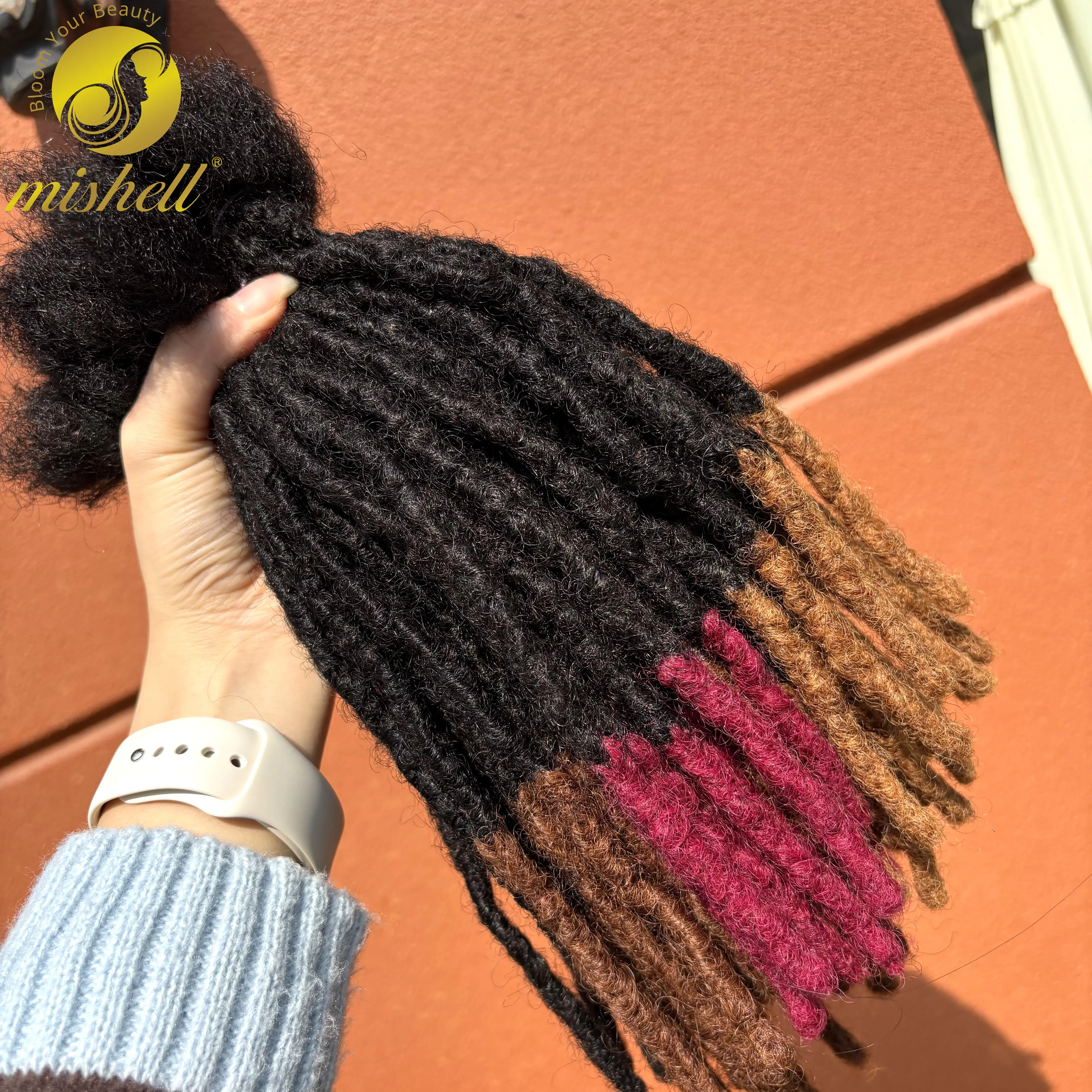 10inch Colored Handmade 0.6cm Inter Loc Extension Human Hair 100% Human Hair Loc Dreadlock Extensions for Women Men Kids