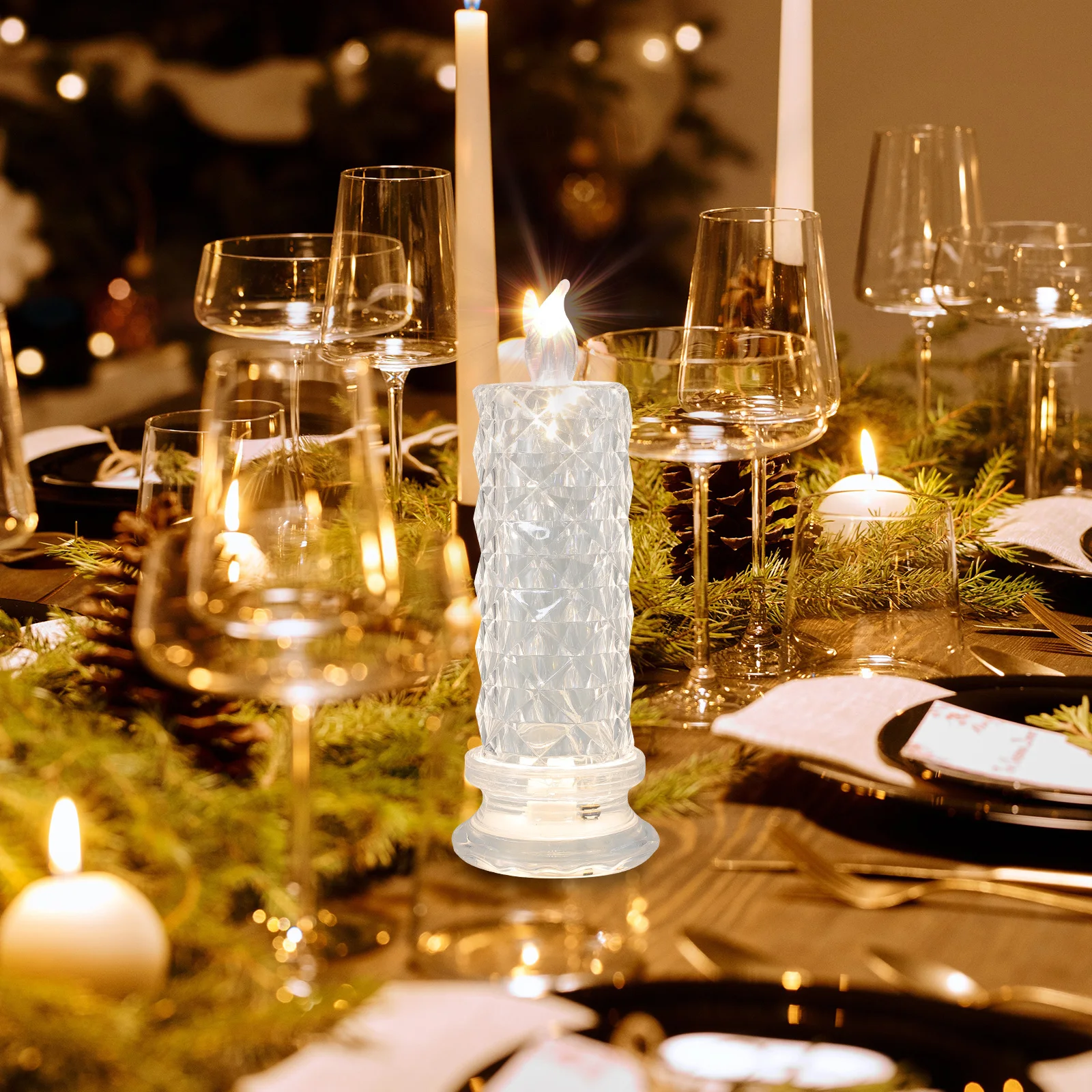 محاكاة ضوء LED عديمة اللهب روز تصميم الانكسار مصباح إلكتروني ديكور آمن جو المنزل