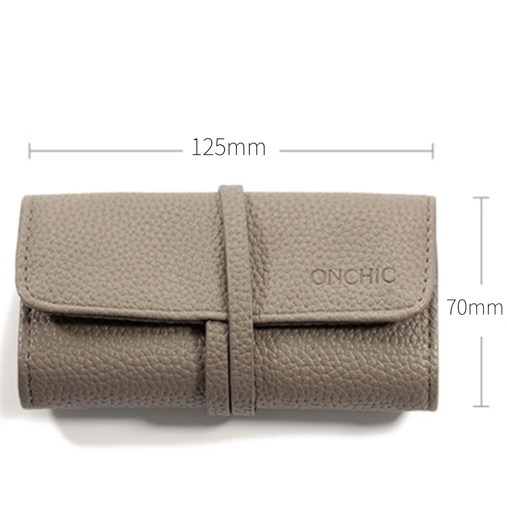 حقيبة لفة المجوهرات بطانة ناعمة من جلد البولي يوريثان حقيبة مجوهرات قلادة تخزين لفة رمادية منظم مجوهرات محمول لمحفظة السفر