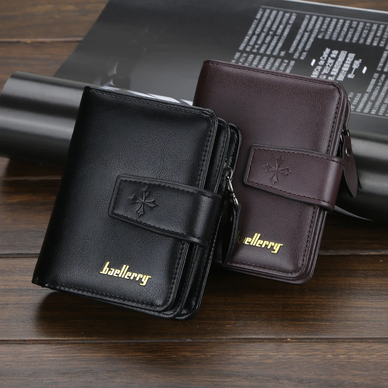 Trendige Herren-Geldbörse mit Schnalle, kurze Geldbörse im schlichten Street-Style, modisches Herren-Accessoire mit mehreren Kartenfächern, multifunktionale Herren-Geldbörse mit großem Fassungsvermögen. – Detail 18