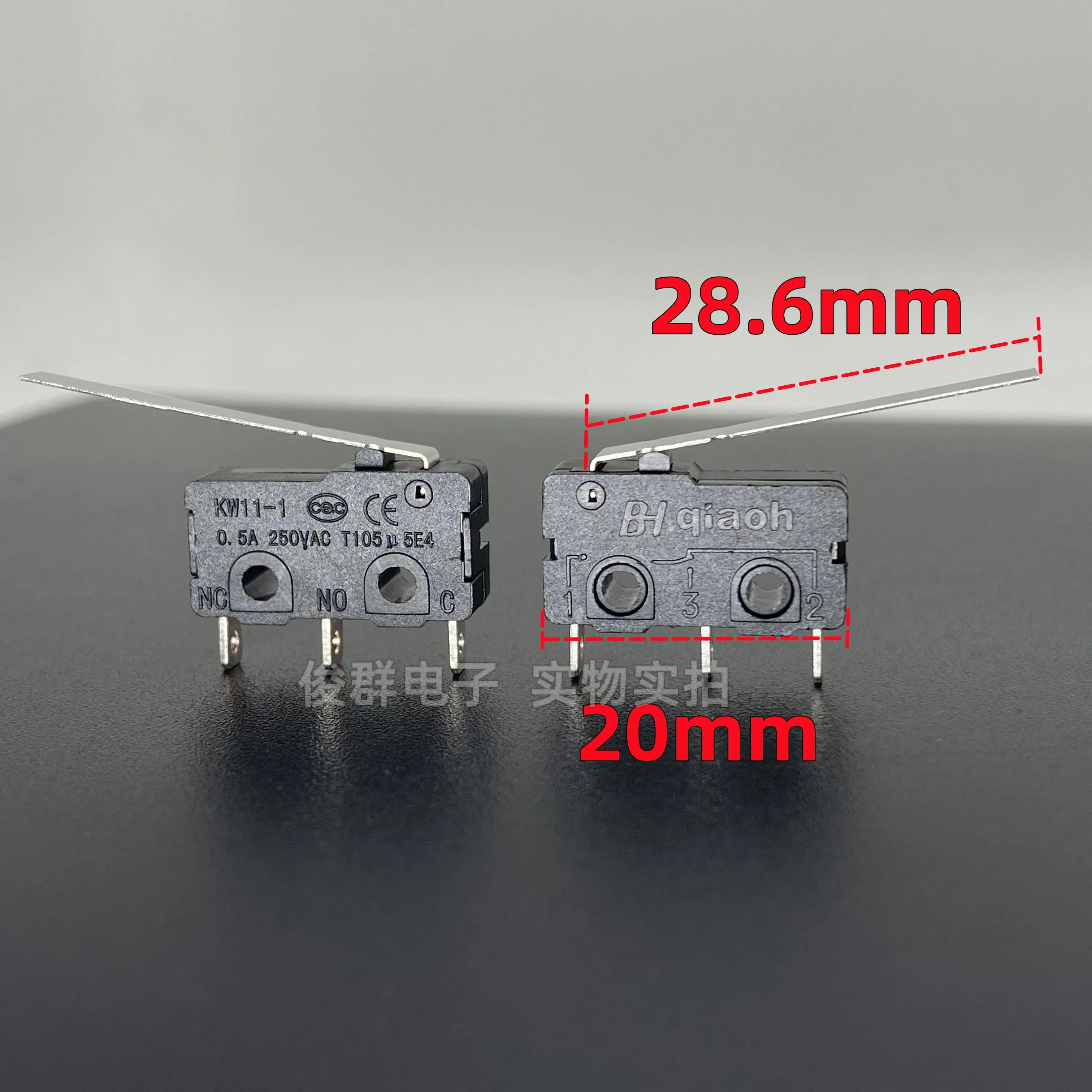 10pcs/ KW11-1 micro switch 0.5A with handle travel limit detection reset light touch button