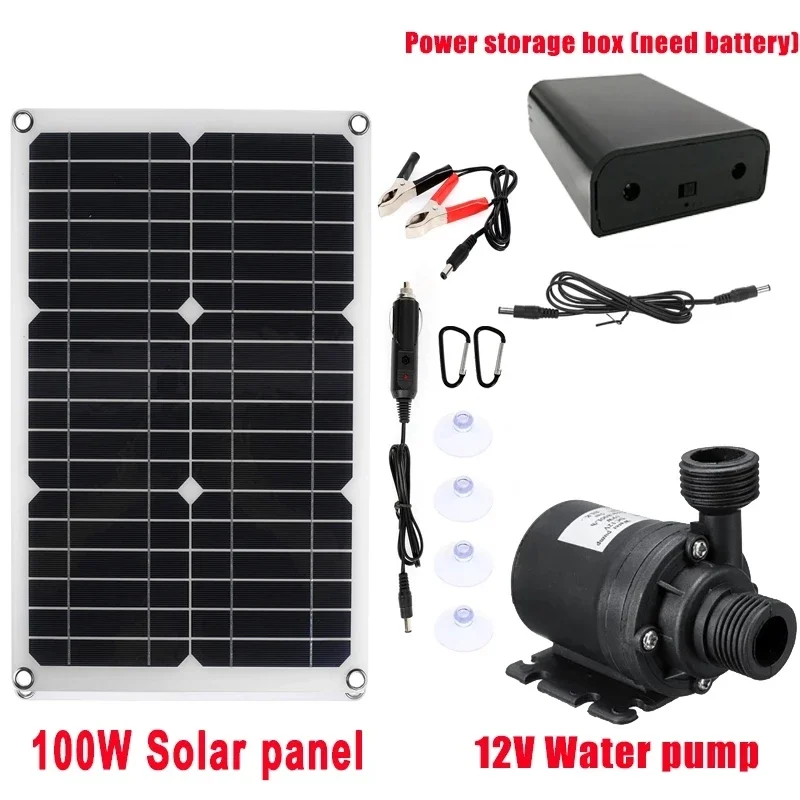 Solar Water Pump Kit,Brushless Solar Panel,Fish Water Pool Kit,Garden Decoration,Powered Fountain Pond Pum Aquarium,100W,12V