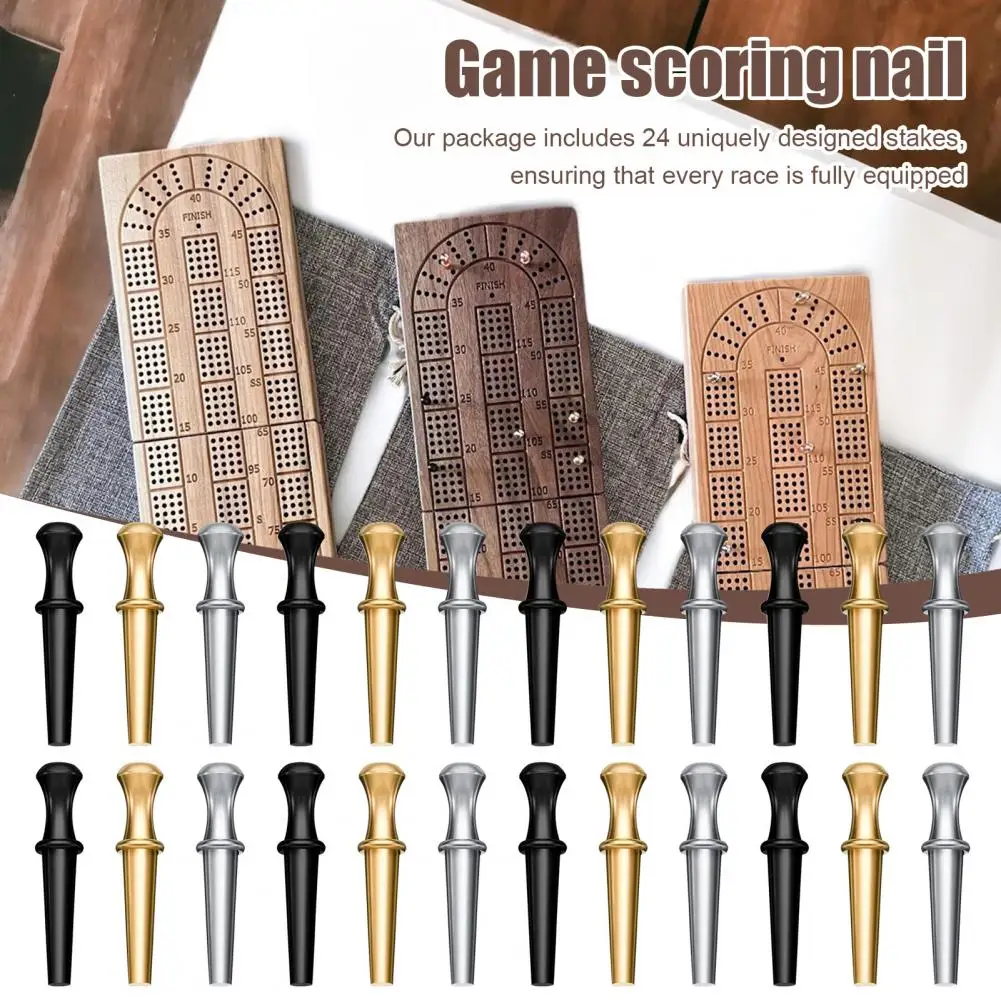 Metal Scoring Pin 24pcs Metal Cribbage Board Peg Set 1/8 Inch Hole Scoring Pins Tapered Cribbage Scoreboard Accessories 3 Colors