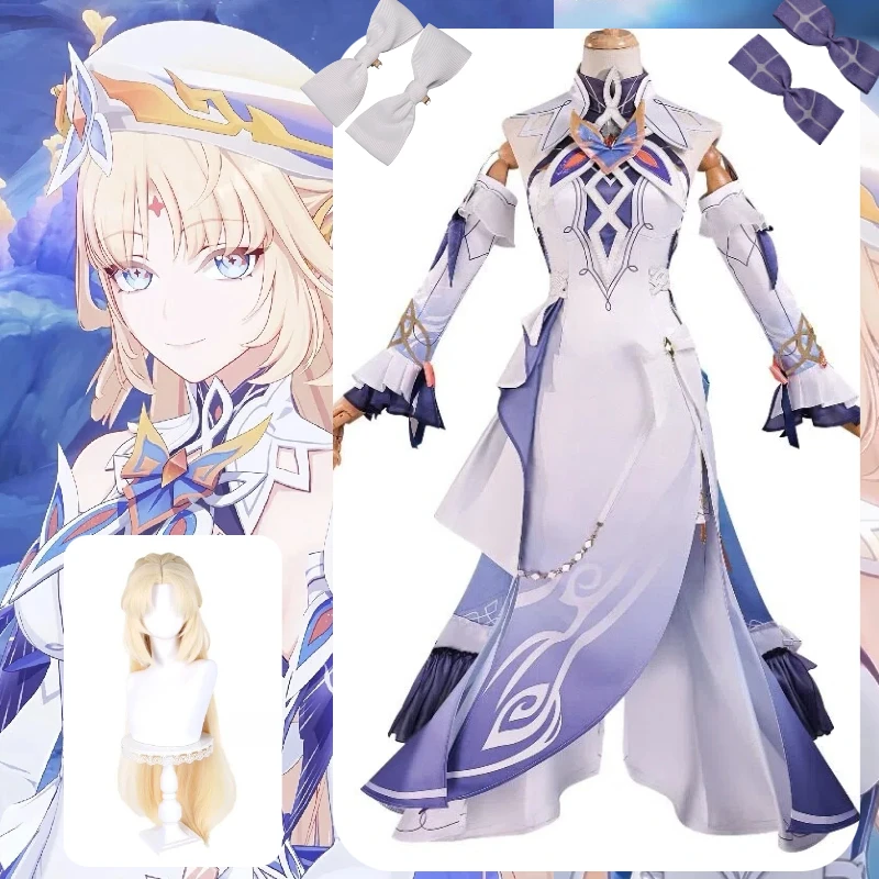 

Game Nicole Reeyn Costume Genshin Impact Cosplay Hexenzirkel Member White Dress with Accessories Full Set for Women Party