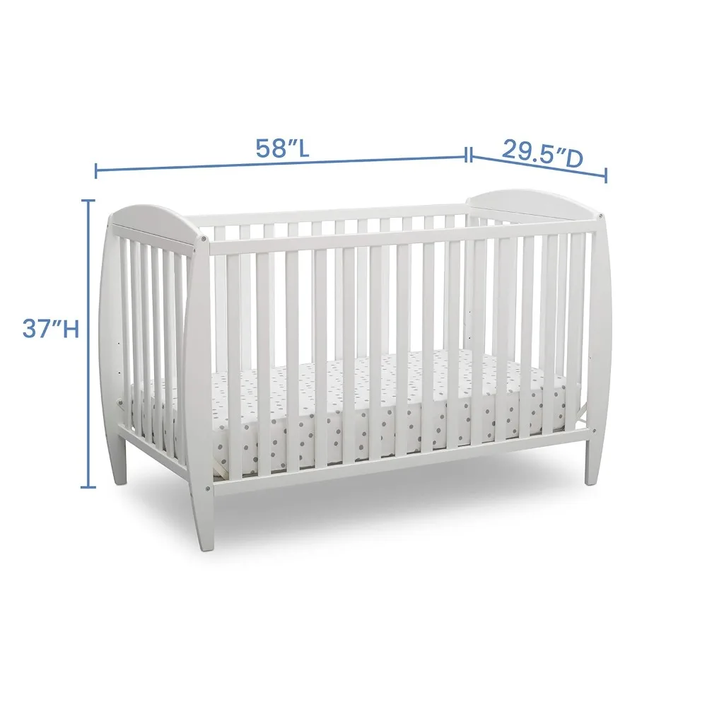 Taylor 4-in-1 Convertible Baby Crib, Easy to Assemble, Sustainable New Zealand Wood, JPMA Certified, White