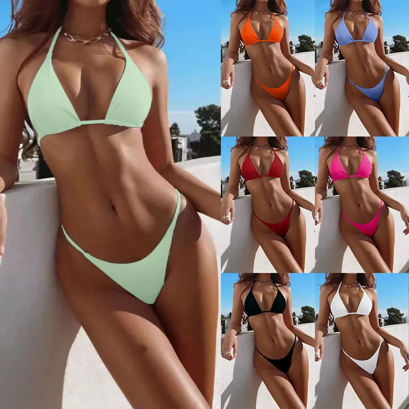 

Europe and the United States sexy tie neck bikini ladies foreign trade fashion multi-coloured separates swimming costume underwe