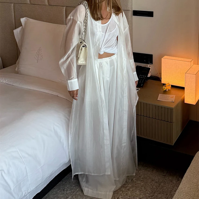 

Linad Summer Casual Loose Long Dress White Street Chic Split Dresses For Women Fashion Brown Lapel Holiday Dress Female 2025