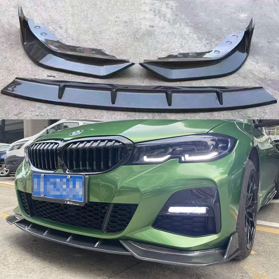 For BMW 3 Series G20 G28 325i 2019-2022 Carbon Fiber Car Front Bumper Diverter Spoiler Diffuser Front lip chin V style body kit