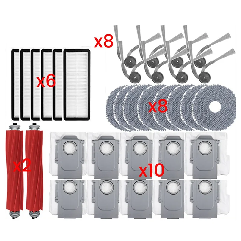 A005-escova lateral principal filtro hepa mop pano saco de pó para roborock qrevo l/qr 798/qv 35a/qr 598 acessórios aspirador pó