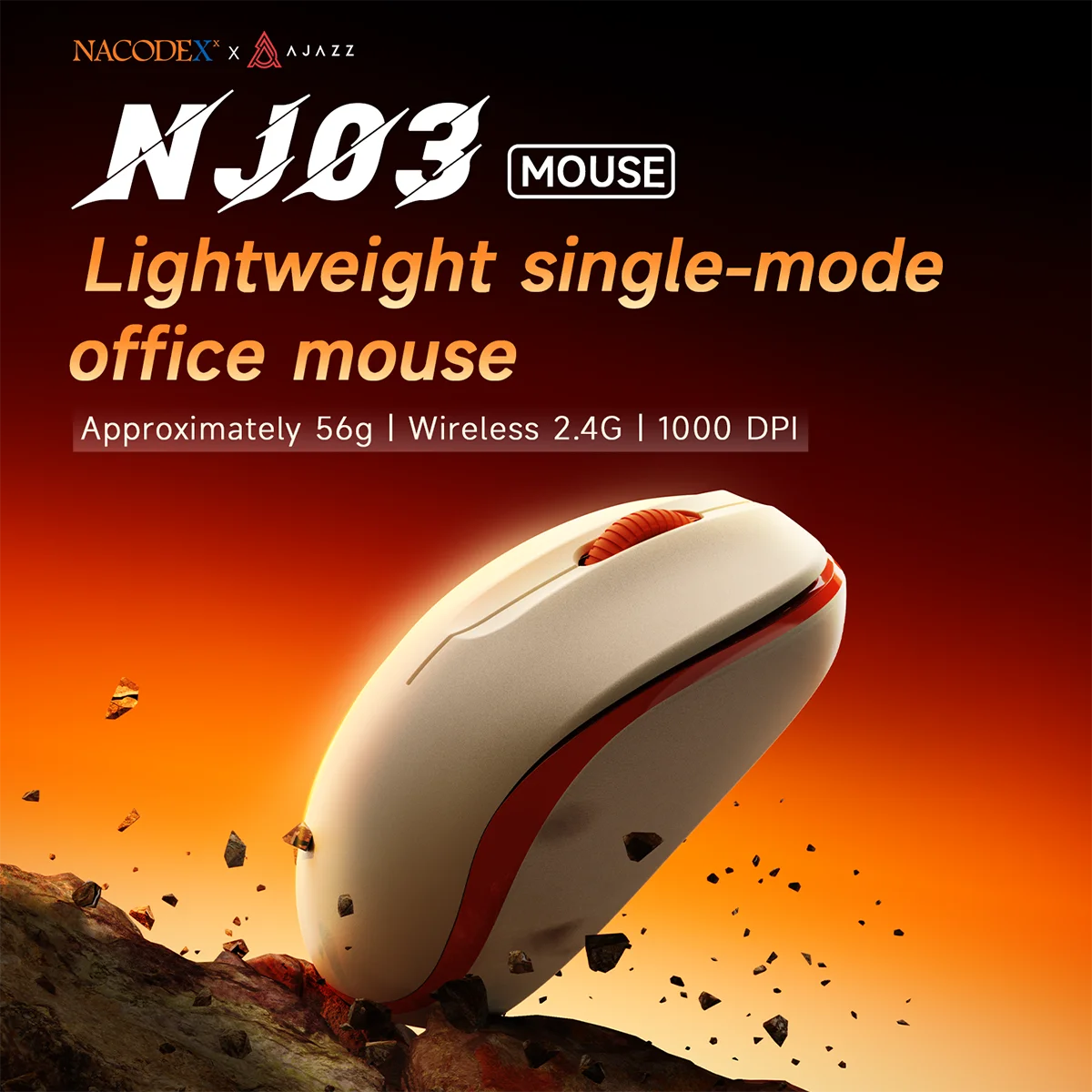 AJAZZ NJ03 2.4G Single-Mode Mouse Ergonomic Macro Gaming Mouse Suitable for PC and Laptop Daily Office Use
