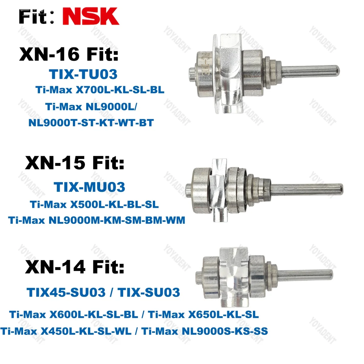 

Fit NSK Ti-Max X450L/X500L/X600L/X650L/X700L/NL9000L High Speed Handpiece Dental Turbine Cartridge Air Rotor Accessories