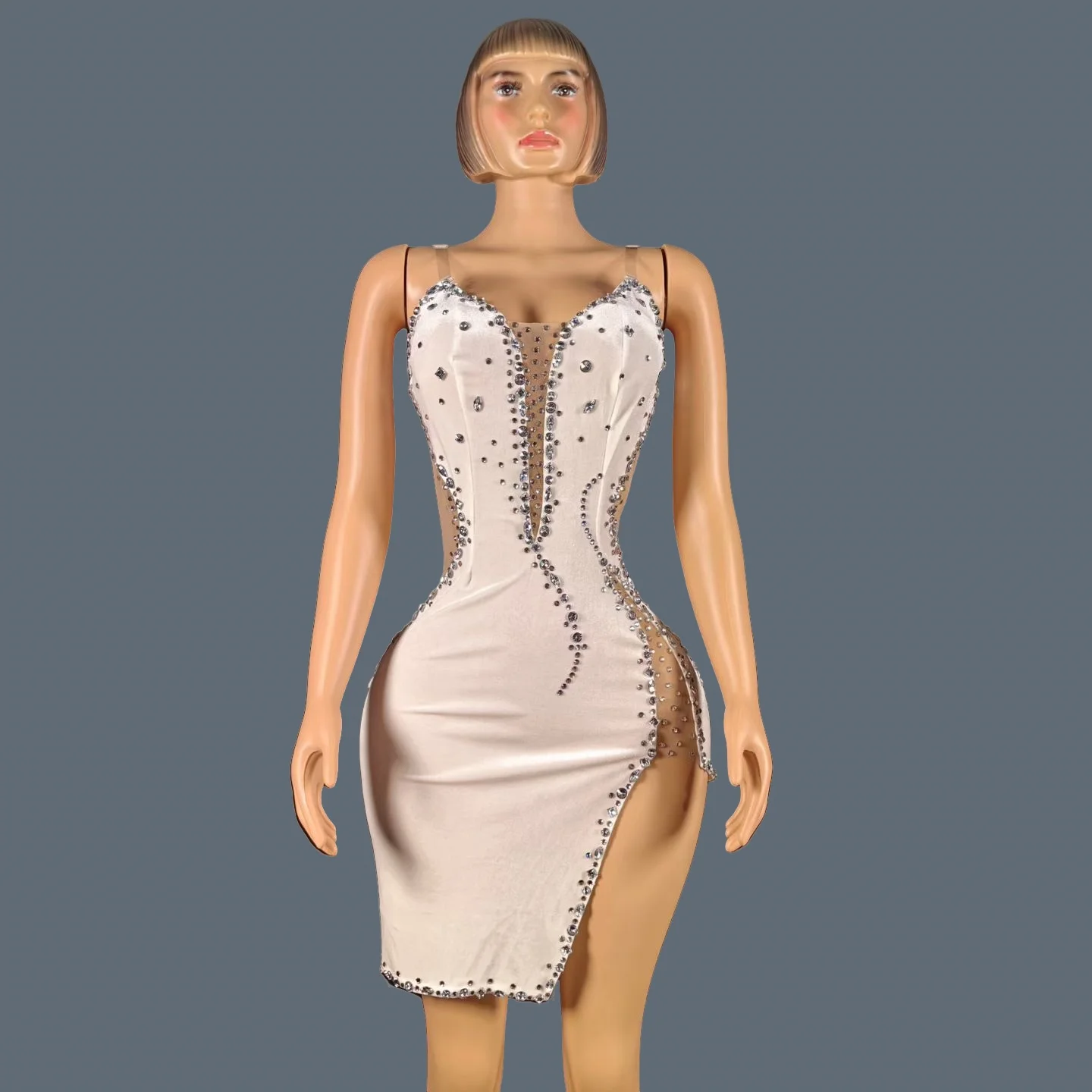 

Bandage Sleeveless Short Dress Women Party Cocktail Dress High-end Luxury Birthday Prom Silver Crystals Homecoming Dress Modeng