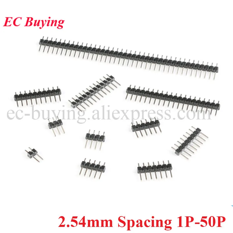 10pcs/lot 2.54mm 2.54 Pin Header Single Row Male Breakaway PCB Board Strip Connector Pinheader 1x2P/3/4/5/6/7/8/10P/12/20 40Pin