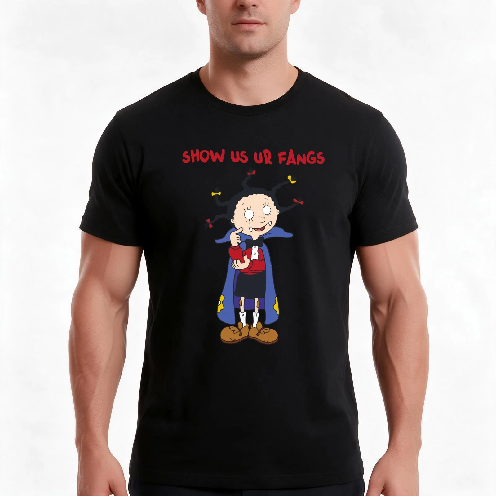 Mona The Vampire T-Shirt, Summer Casual Cotton Tee, Oversized Streetwear Tops, Vintage Graphic Print, Loose Fit Short Sleeve
